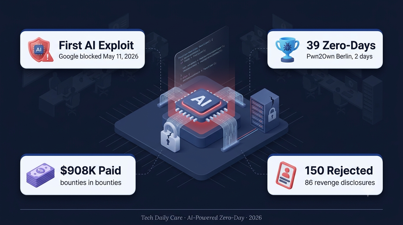 AI-powered zero-day attack timeline — Google Threat Intel alert May 11, Pwn2Own Berlin 39 zero-days, and 150 researchers rejected with 86 revenge disclosures