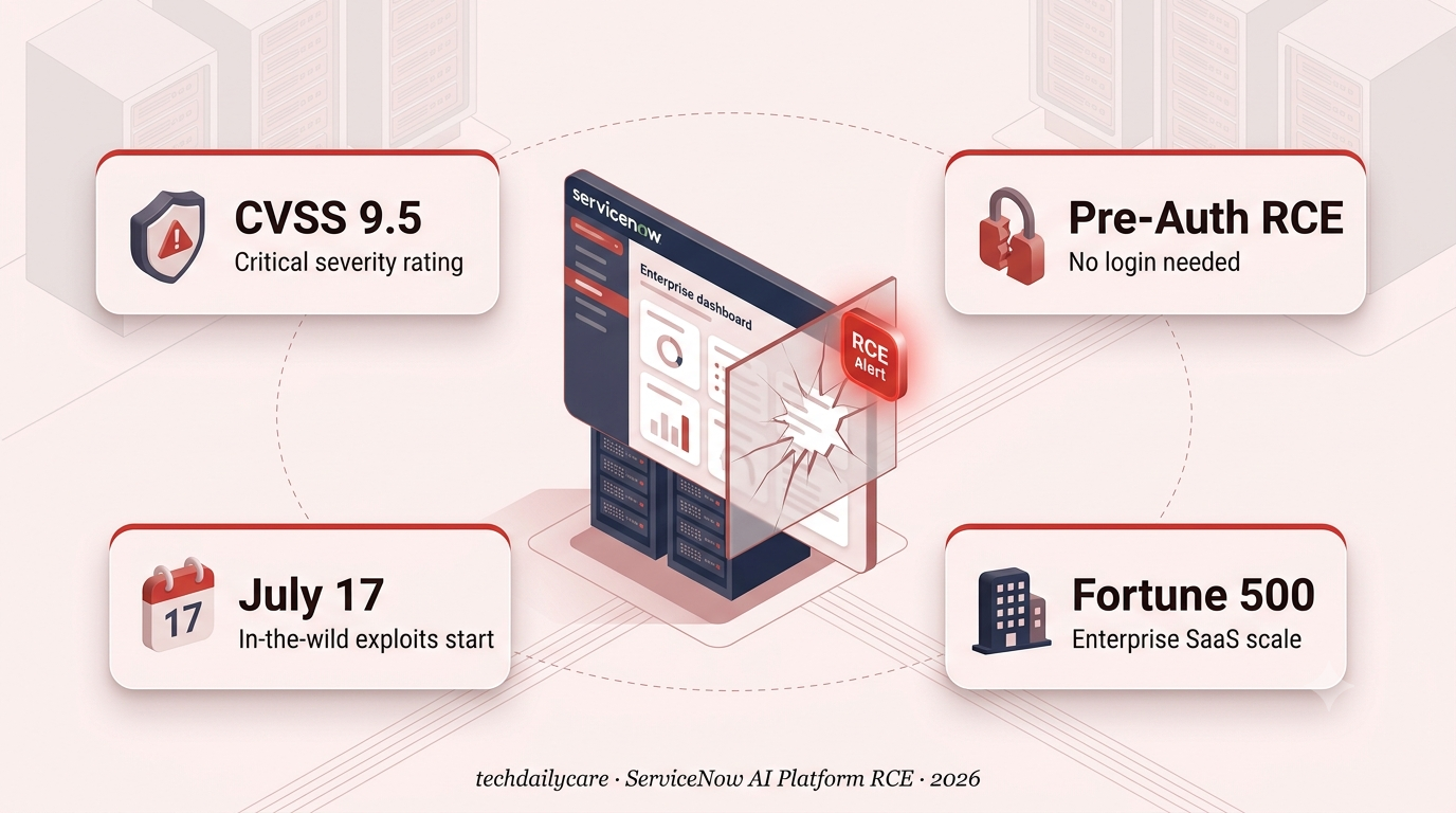 ServiceNow AI Platform CVE-2026-6875 pre-auth RCE breaking through a shattered sandbox with wild exploit alert